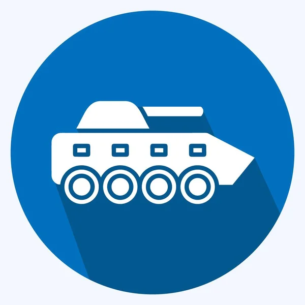 Icon Infantry Tank Suitable Education Symbol Long Shadow Style Simple — Stockový vektor