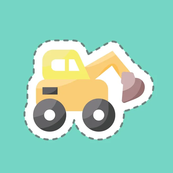 Sticker Line Cut Escavator Suitable Education Symbol Simple Design Editable — Image vectorielle