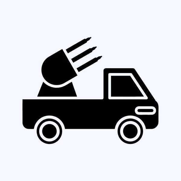 Іконка Ракетної Вантажівки Підходить Символу Освіти Стиль Гліфів Простий Дизайн — стоковий вектор