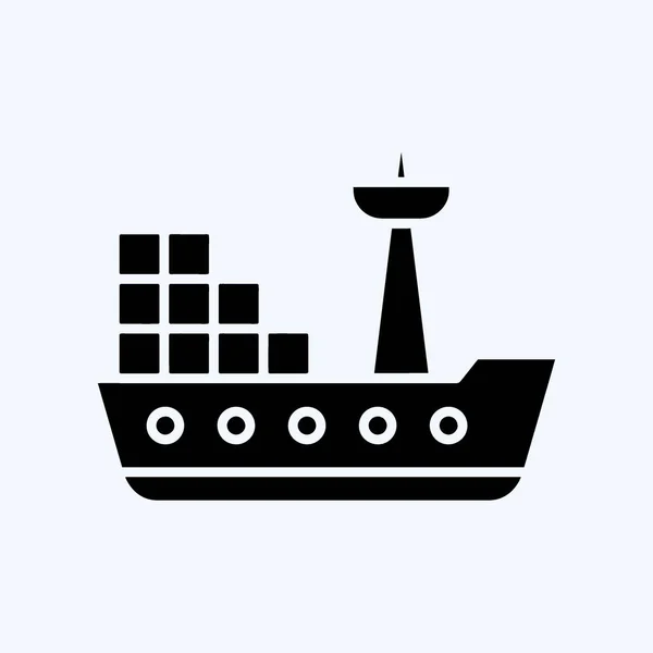 Icon Cargo Ship Suitable Education Symbol Glyph Style Simple Design — стоковый вектор