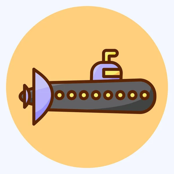 Піктограма Підводного Човна Підходить Символу Освіти Плоский Стиль Простий Дизайн — стоковий вектор