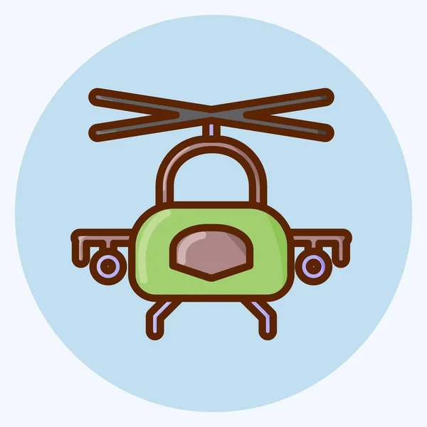 Icono Helicóptero Militar Adecuado Para Símbolo Educación Estilo Plano Diseño — Vector de stock