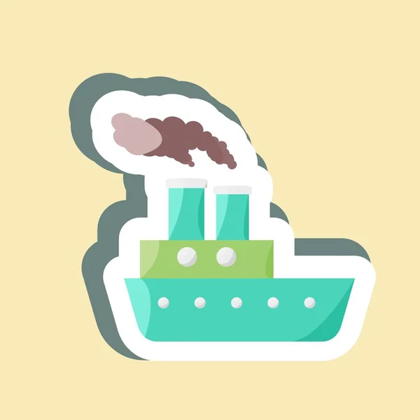 Sticker Steamboat Suitable Education Symbol Simple Design Editable Design Template — 스톡 벡터