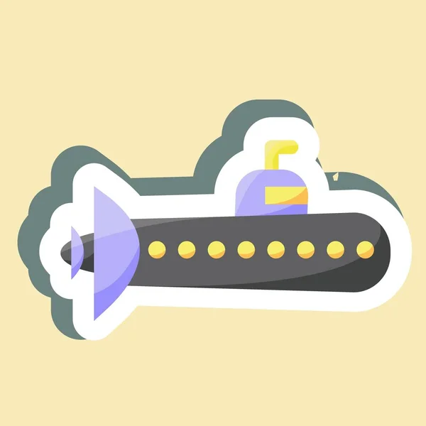 Sticker Submarine Suitable Education Symbol Simple Design Editable Design Template — Image vectorielle