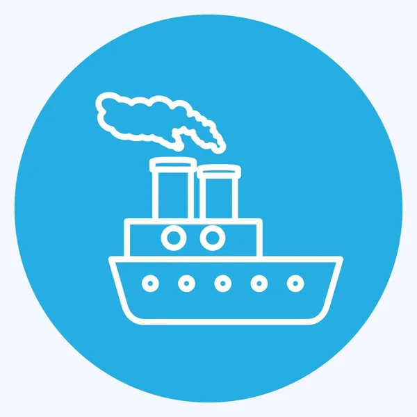 Ikoon Stoomboot Geschikt Voor Onderwijs Symbool Blauwe Ogen Stijl Eenvoudig — Stockvector