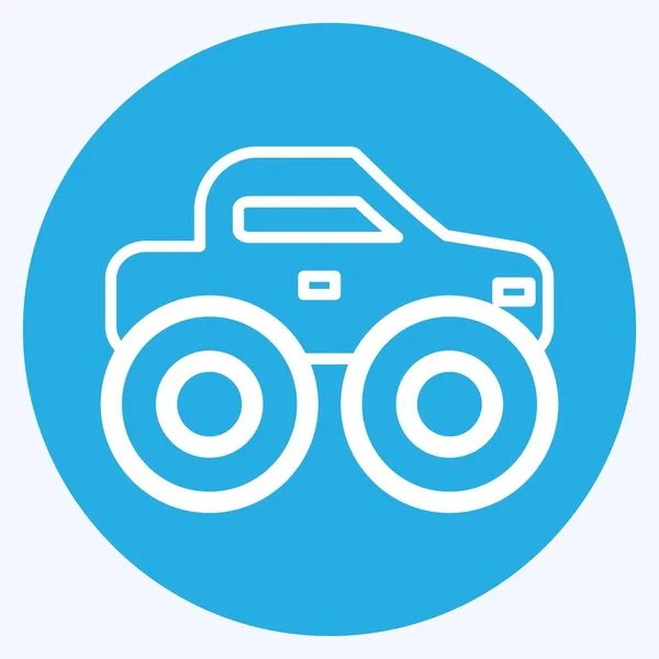 Icon Monster Truck Suitable Education Symbol Blue Eyes Style Simple — Vetor de Stock