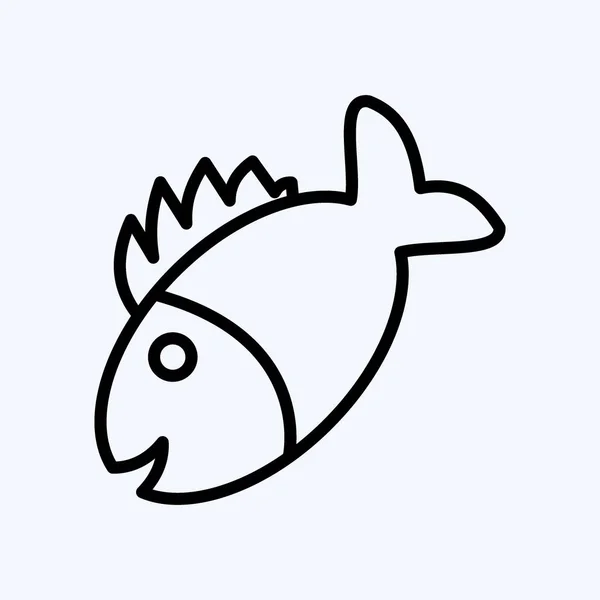 Icono Pescado Parrilla Adecuado Para Carne Estilo Línea Diseño Simple — Archivo Imágenes Vectoriales