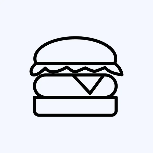 Икона Бургер Подходит Мяса Стиль Линии Простой Дизайн Редактируемый Проектирование — стоковый вектор