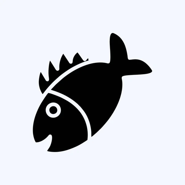 Icon Grilled Fish Suitable Meat Glyph Style Simple Design Editable — Vetor de Stock