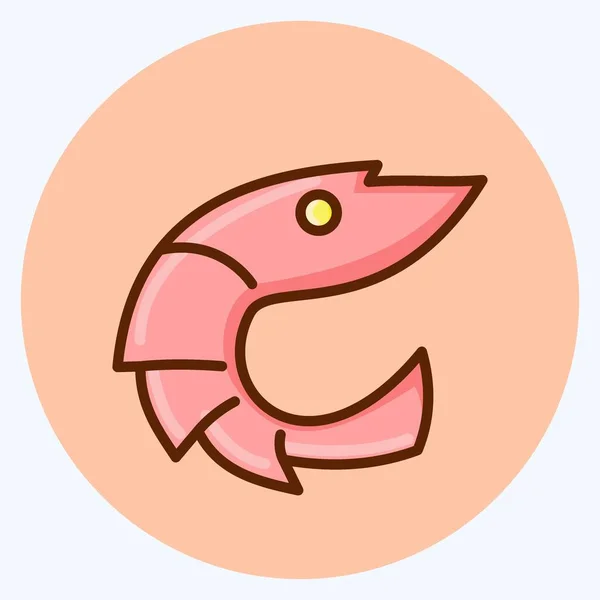 Icon Shrimp 고기에 적합하다 스타일 설계가 완성되었다 템플릿 벡터를 디자인 — 스톡 벡터