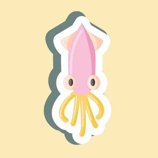Sticker Squid Suitable Meat Simple Design Editable Design Template Vector — 스톡 벡터
