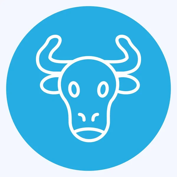 Icon Beef Adecuado Para Carne Ojos Azules Estilo Diseño Simple — Vector de stock