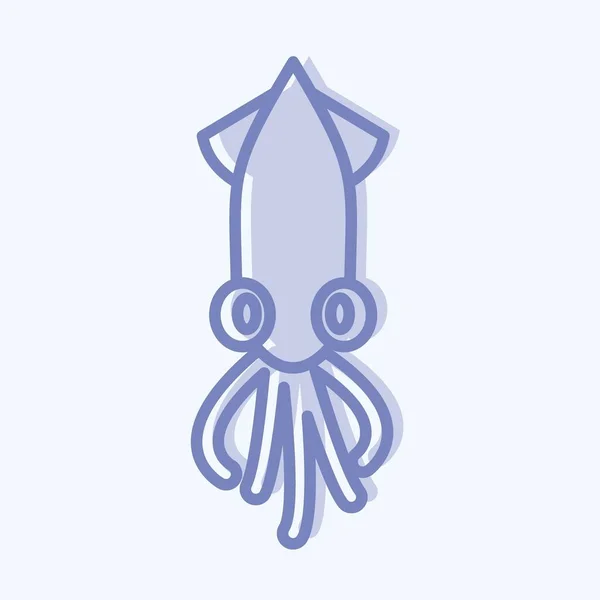 Icon Squid Suitable Meat Two Tone Style Simple Design Editable — Vector de stock