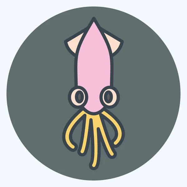 Icon Squid Suitable Meat Color Mate Style Simple Design Editable — ストックベクタ