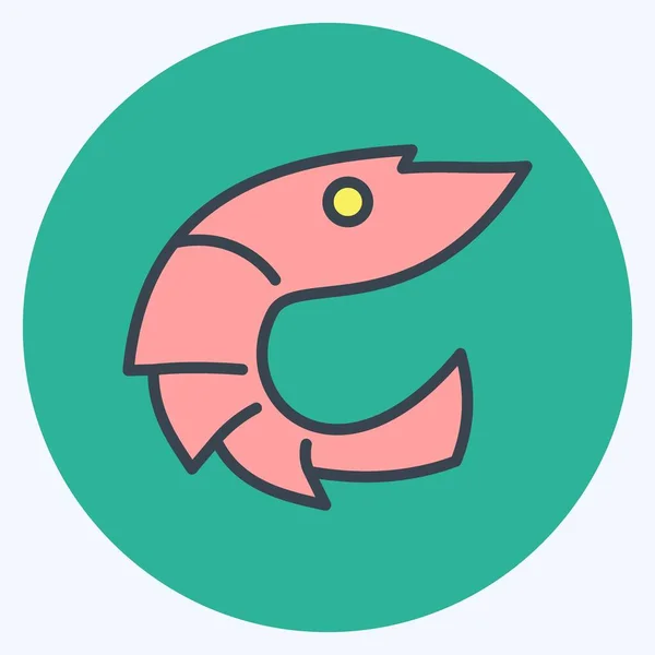 Icon Shrimp Suitable Meat Color Mate Style Simple Design Editable — ストックベクタ