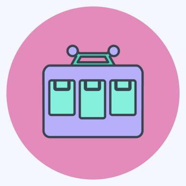 Simgesel Kablo Araba. Eğitim sembolü için uygun. renk arkadaşı stili. Basit dizayn edilebilir. tasarım şablonu. Basit resimleme