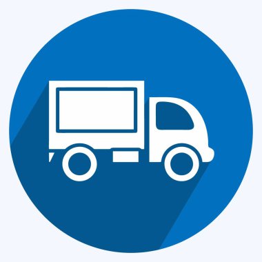 Simge Kamyonu. Eğitim sembolü için uygun. Uzun gölge tarzı. Basit dizayn edilebilir. tasarım şablonu. Basit resimleme