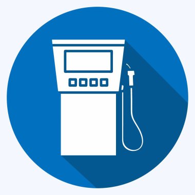 Simge Benzin İstasyonu Servisi. Eğitim sembolü için uygun. Uzun gölge tarzı. Basit dizayn edilebilir. tasarım şablonu. Basit resimleme