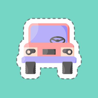 Çıkartma çizgisi Jeep 'i kesti. Eğitim sembolü için uygun. Basit dizayn edilebilir. tasarım şablonu. Basit resimleme