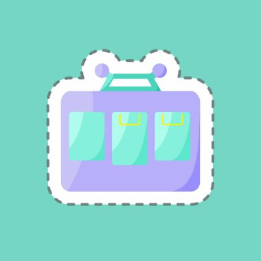 Çıkartma hattı kablolu arabayı kesti. Eğitim sembolü için uygun. Basit dizayn edilebilir. tasarım şablonu. Basit resimleme