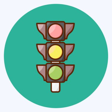 Simge Trafik Sinyali. Eğitim sembolü için uygun. Düz stil. Basit dizayn edilebilir. tasarım şablonu. Basit resimleme