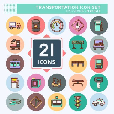 Simge Ayarlı Taşımacılık. Eğitim sembolü için uygun. Düz stil. Basit dizayn edilebilir. tasarım şablonu. Basit resimleme