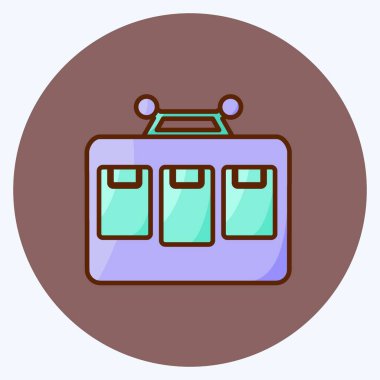 Simgesel Kablo Araba. Eğitim sembolü için uygun. Düz stil. Basit dizayn edilebilir. tasarım şablonu. Basit resimleme