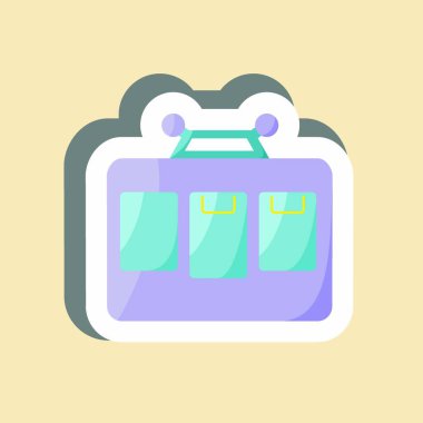 Çıkartmalı Kablo Araba. Eğitim sembolü için uygun. Basit dizayn edilebilir. tasarım şablonu. Basit resimleme