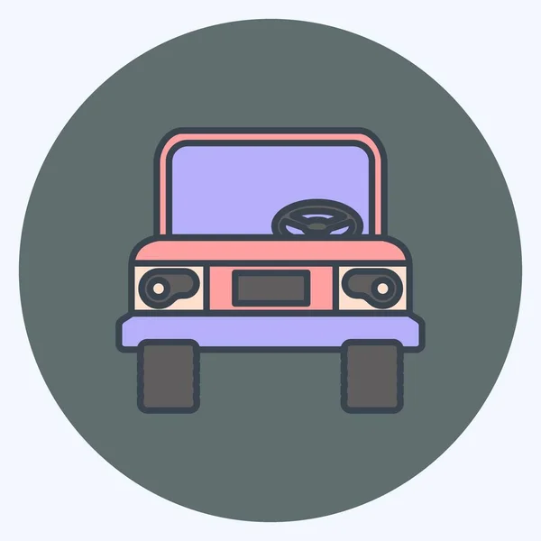 Icon Jeep Suitable Education Symbol Color Mate Style Simple Design — Archivo Imágenes Vectoriales