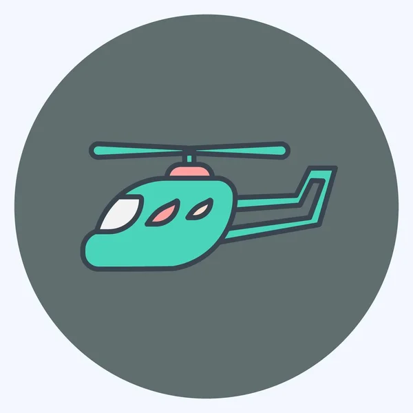 Icon Helicopter Suitable Education Symbol Color Mate Style Simple Design — Archivo Imágenes Vectoriales