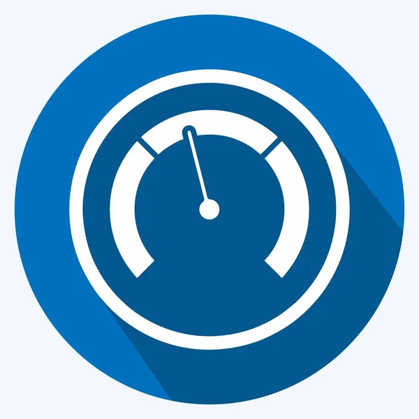 Icon Speedometer Suitable Education Symbol Long Shadow Style Simple Design — Image vectorielle