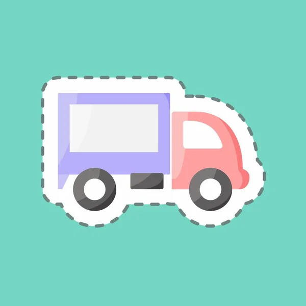 Sticker Line Cut Truck Vhodný Pro Symbol Vzdělání Jednoduchý Design — Stockový vektor
