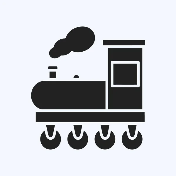 Icon Steam Train Suitable Education Symbol Glyph Style Simple Design — Stok Vektör