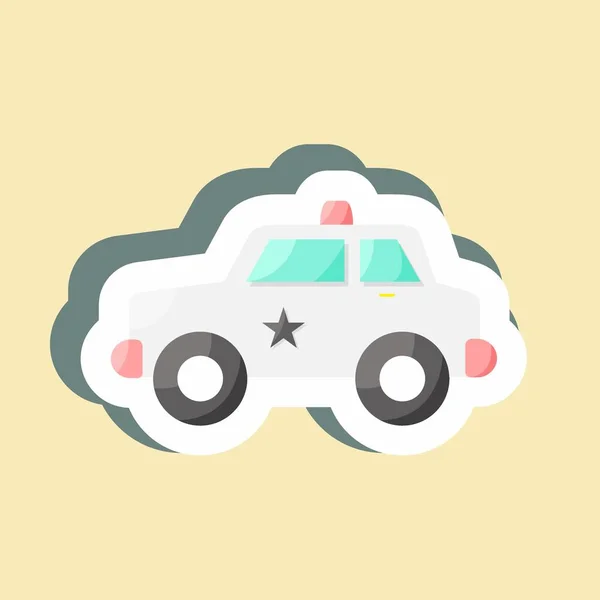 Sticker Police Car Suitable Education Symbol Simple Design Editable Design — Stock Vector