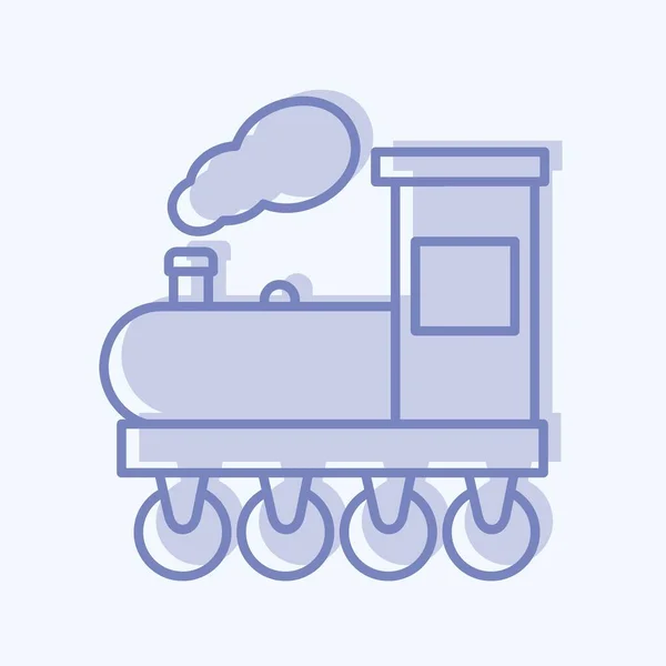 Icon Steam Train Suitable Education Symbol Two Tone Style Simple — Stock Vector