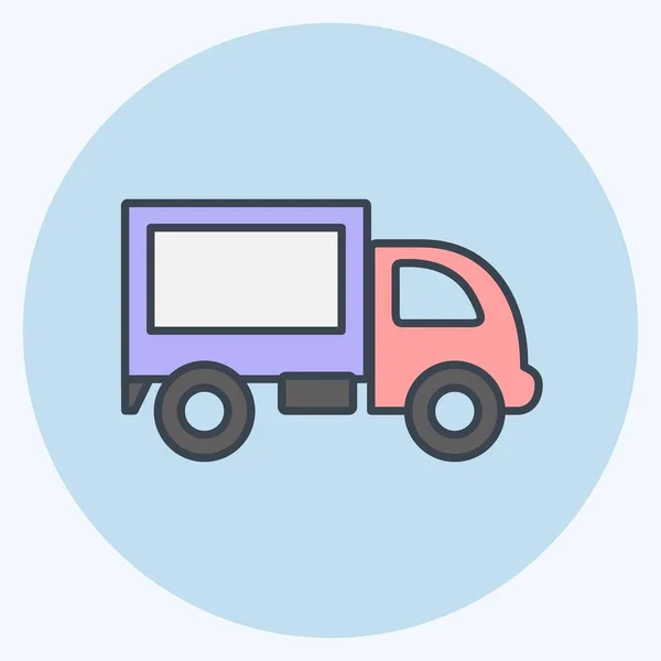 Icon Truck Suitable Education Symbol Color Mate Style Simple Design — Stockový vektor