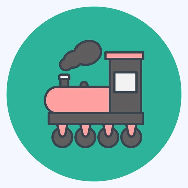 Icon Steam Train Suitable Education Symbol Color Mate Style Simple — Vettoriale Stock