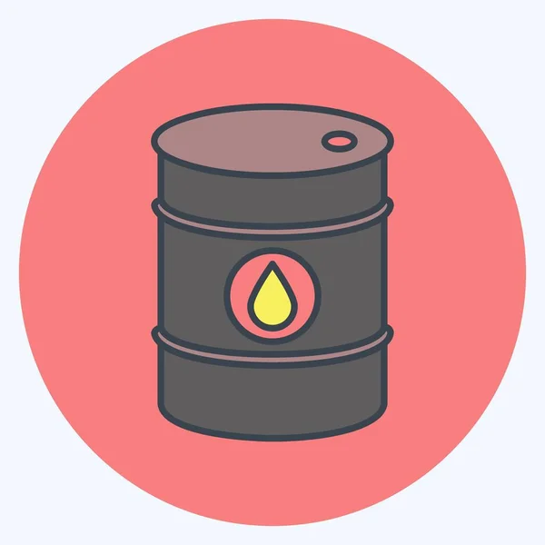 Icon Oil Barrel Suitable Education Symbol Color Mate Style Simple — Stok Vektör