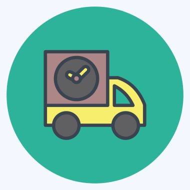 Simge Hızlı Nakliyat. Eğitim sembolü için uygun. renk arkadaşı stili. Basit dizayn edilebilir. tasarım şablonu. Basit resimleme