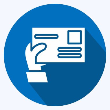 Simge Zarfı Ver. Eğitim sembolü için uygun. Uzun gölge tarzı. Basit dizayn edilebilir. tasarım şablonu. Basit resimleme