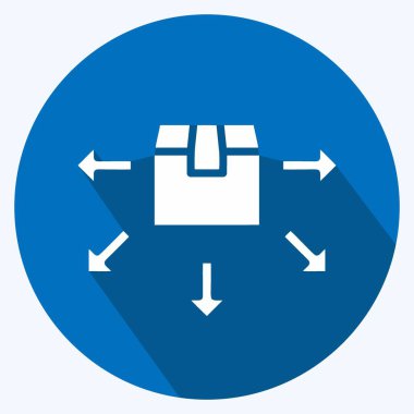 Simge Dağıtımı. Eğitim sembolü için uygun. Uzun gölge tarzı. Basit dizayn edilebilir. tasarım şablonu. Basit resimleme