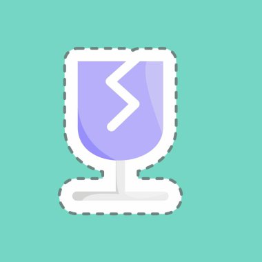 Çıkartma çizgisi Kırılgan 'ı kesti. Eğitim sembolü için uygun. Basit dizayn edilebilir. tasarım şablonu. Basit resimleme