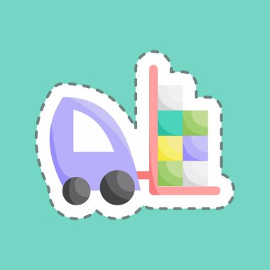 Çıkartma hattı Forklift 'i kesti. Eğitim sembolü için uygun. Basit dizayn edilebilir. tasarım şablonu. Basit resimleme