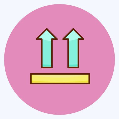 Bu Taraf Yukarı Simgesi. Eğitim sembolü için uygun. Düz stil. Basit dizayn edilebilir. tasarım şablonu. Basit resimleme