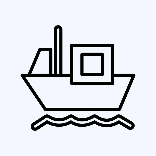 Icon Cargo Barge Suitable Education Symbol Line Style Simple Design — ストックベクタ