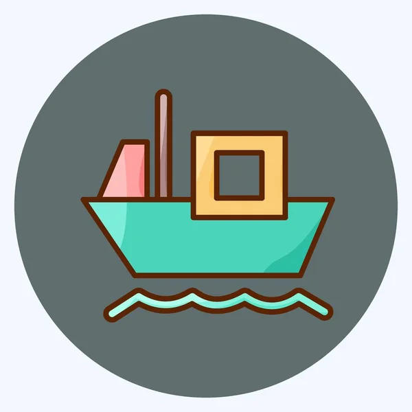 Icon Cargo Barge Suitable Education Symbol Flat Style Simple Design — Stockvector