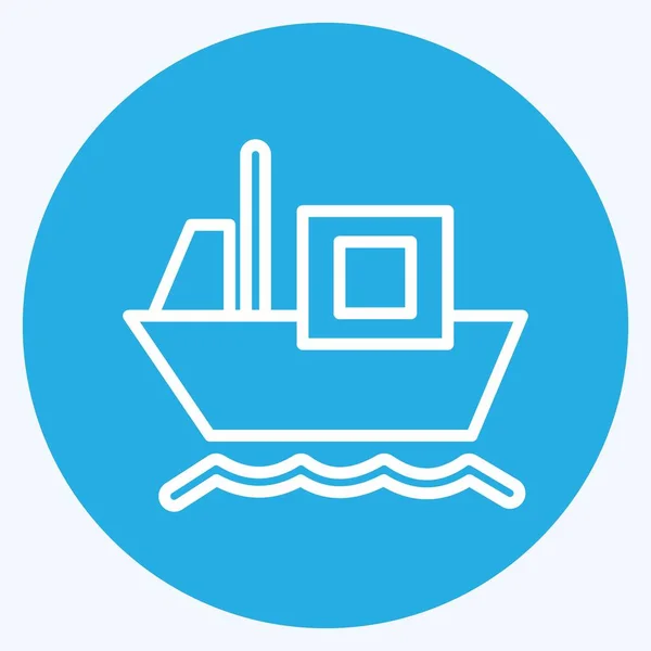 Icoon Vrachtschip Geschikt Voor Onderwijs Symbool Blauwe Ogen Stijl Eenvoudig — Stockvector