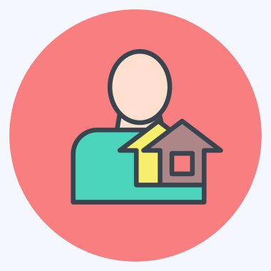 Simge emlakçısı. Eğitim sembolü için uygun. renk arkadaşı stili. Basit dizayn edilebilir. tasarım şablonu. Basit resimleme