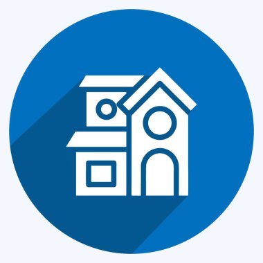 Simge köşkü. Eğitim sembolü için uygun. Uzun gölge tarzı. Basit dizayn edilebilir. tasarım şablonu. Basit resimleme