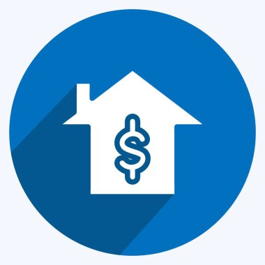 Icon Konut Kredisi. Eğitim sembolü için uygun. Uzun gölge tarzı. Basit dizayn edilebilir. tasarım şablonu. Basit resimleme